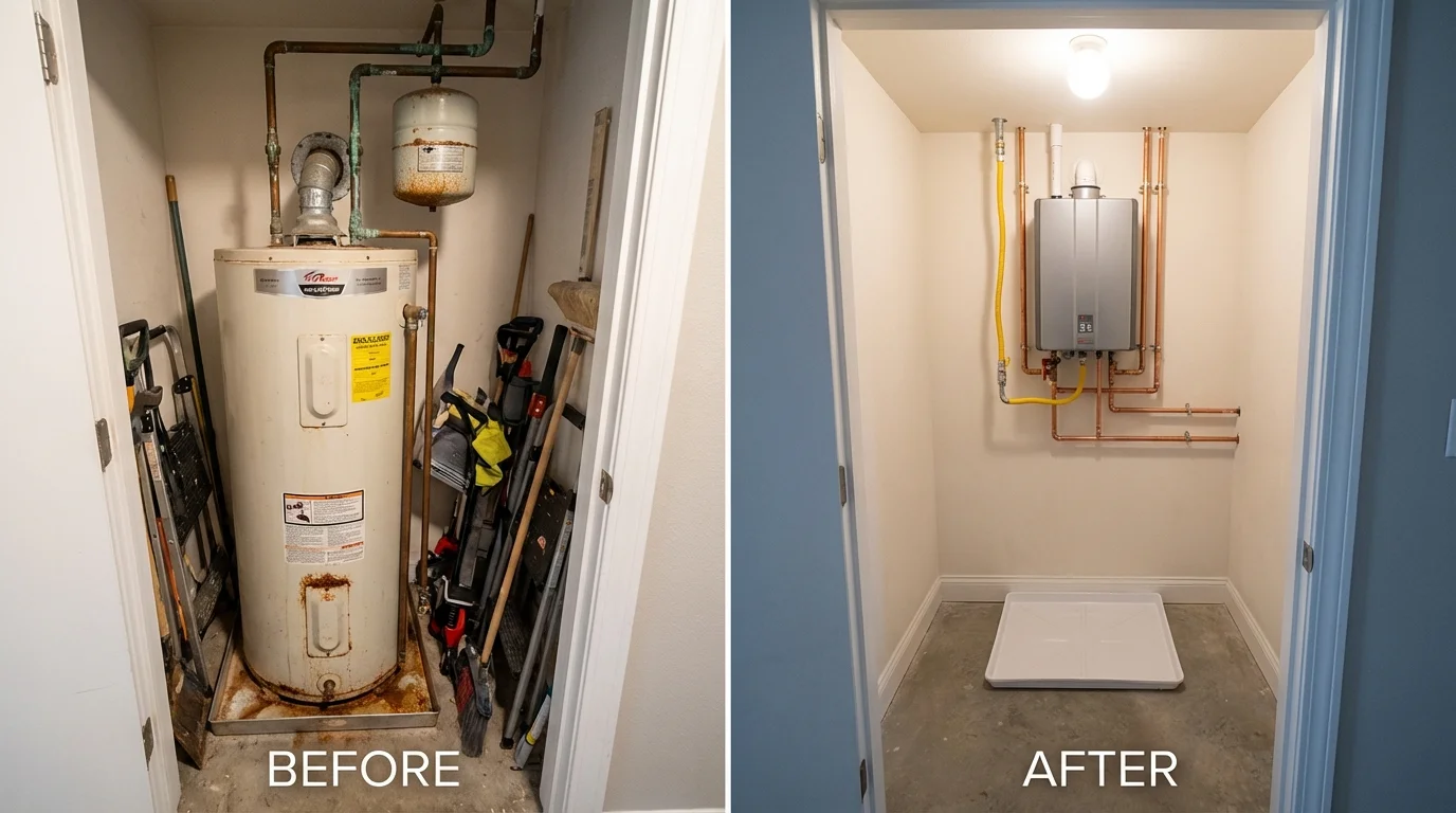 Tank water heater versus wall-mounted tankless unit comparison for Jackson, AL homeowners